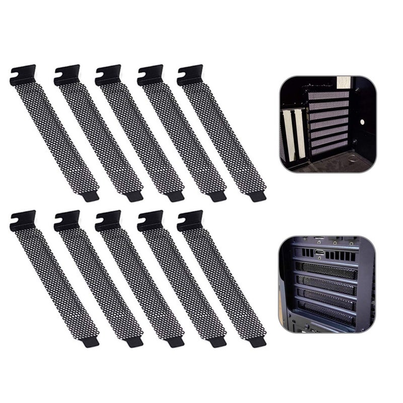 Maxmoral 10pcs Vented PCI Slot Cover Ventilation Deflector PC Computer Case Cooling Fan Dust Filter Blanking Plate - Image 1